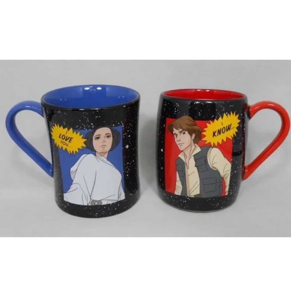 Disney Parks NEW STAR WARS Han Solo &
Princess Leia I Love You I Know Mug Set